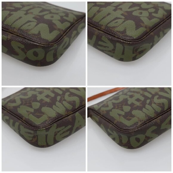 LOUIS VUITTON Graffiti Pochette Accessoires Pouch Khaki M92191 LV Auth bs28566 - Picture 14 of 16